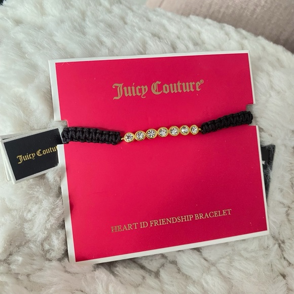Juicy Couture Black Rope Gold Tone Crystal Friendship Adjustable Bracelet NWT - Picture 7 of 11